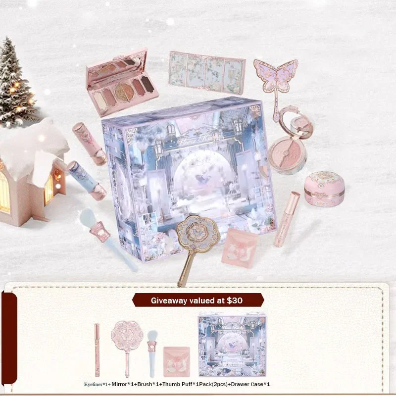 

Flowerknows Butterfly Cloud Collar Collection Gift Set Makeup Set Blush Lipstick Eyeshadow Palette All In One Box For Women