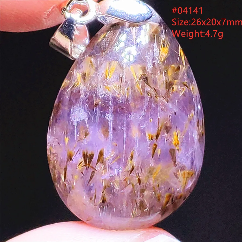 Natural Cacoxenite Gold Rutilated Pendant Necklace Jewelry Water Drop Gemstone Auralite 23 Bead From Canada AAAAAA