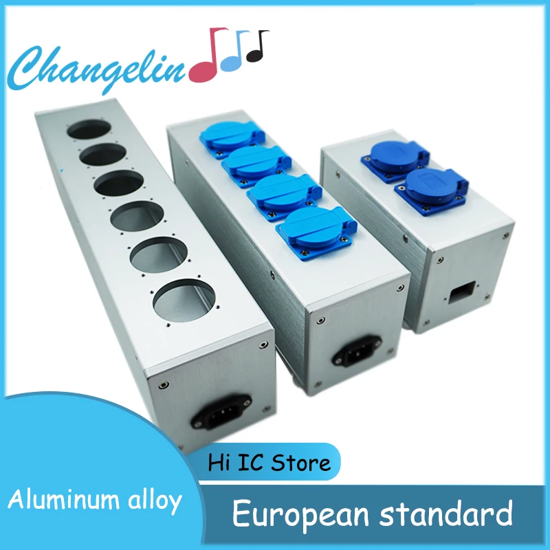 Shell Aluminum Enclosure Case Empty Box for HiFi Audio Noise AC Power Filter Power Purifier EU Outlets Power Strip