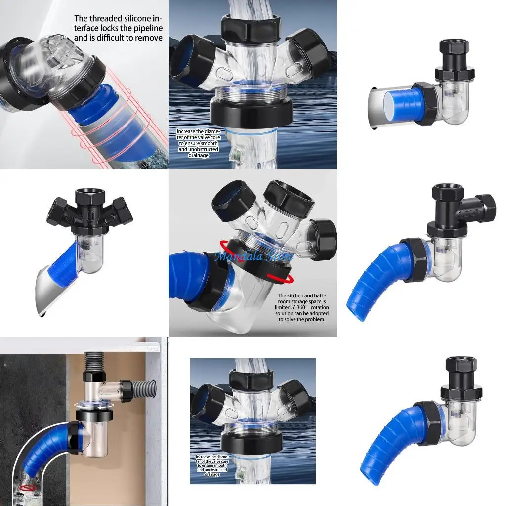 

U2JC 45 Degree Sink Drain Odor Prevention Plugs Heat Resistant Silicone Universal