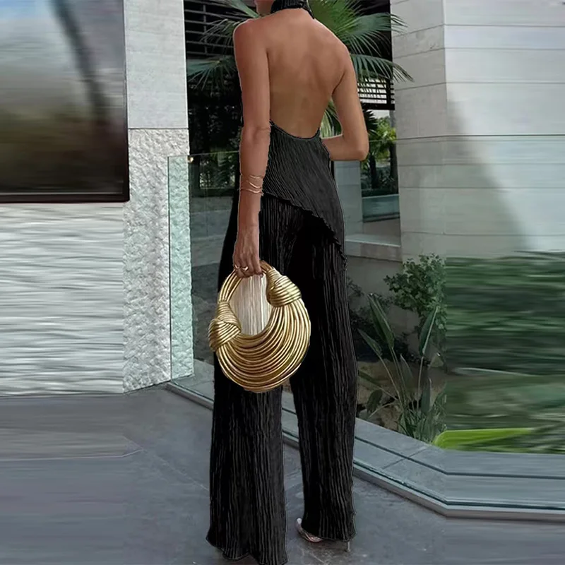 سيدة أنيقة الرسن أكمام بلوزات وسراويل مجموعة مكتب أزياء عارية الذراعين سليم صالح البدلة عارضة الصيف شارع العليا بلون الزي #5