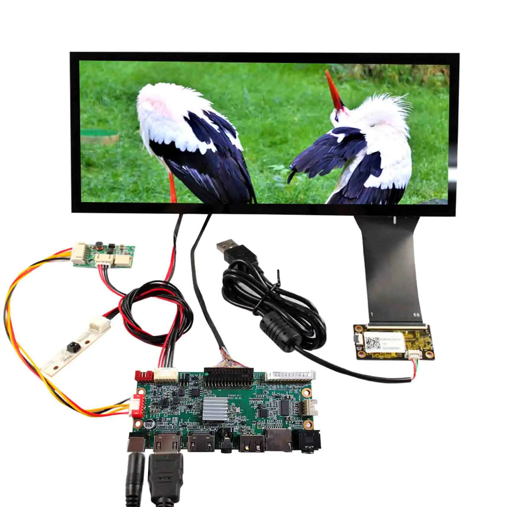 Capacitive Touch Panel Car Lcd Display Screen 800nit 10.3Inch 1920X720 Stretched Bar Lcd Display With Usb Sd Av Pcba Board