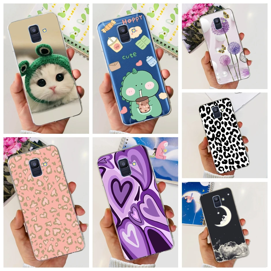 

For Samsung Galaxy A6 Phone Case Cartoon Cat Silicone TPU Back Cover For Samsung A 6 A 7 A 8 A 9 A6 A7 A8 A9 2018 Cases