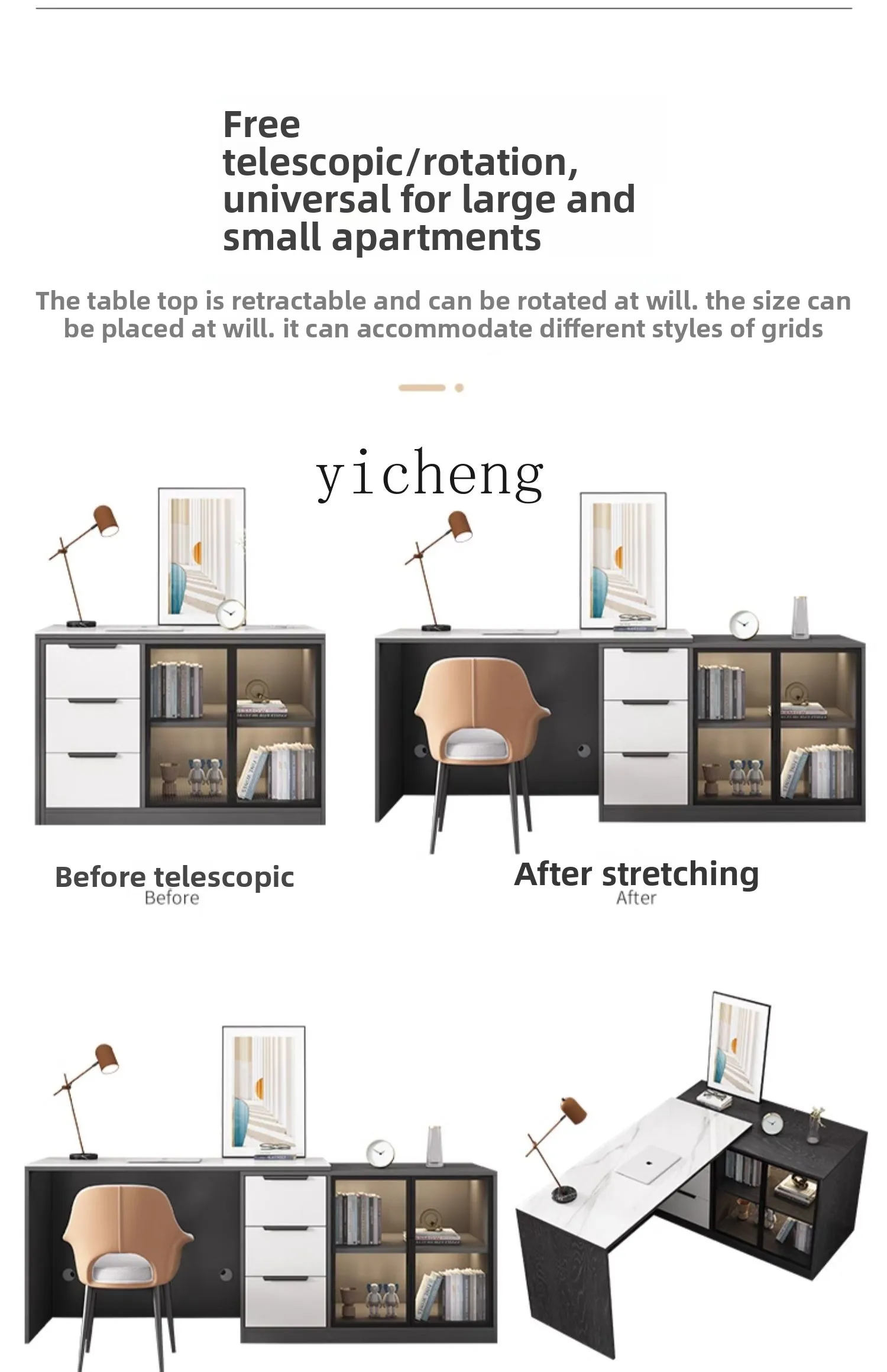 Scrivania per Computer Moderna e Minimalista con Libreria Integrata per Uso Domestico