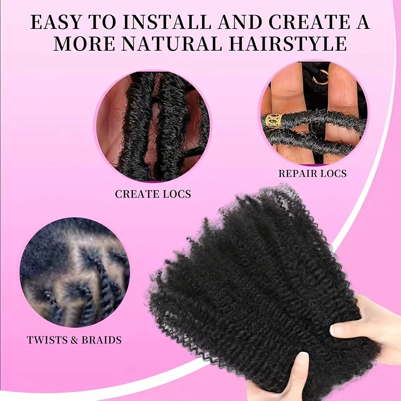 Afro kinkys cabelo sintético em massa para extensões dreadlock loc reparação trança torção apertado afro kinky cabelo sintético para loc