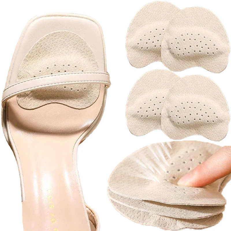 2 stücke Leder Vorfuß Anti-Rutsch-Aufkleber Frauen High Heels Schmerz linderung Einsatz halbe Einlegesohlen Fußpflege Schuh pads Zehen kissen