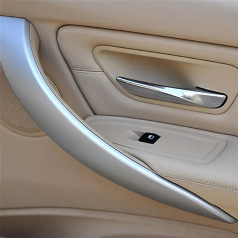 Ingenious-Car Inner Door Armrest Pull Handle Cover Grab Panel Outer Cover For BMW 3 Series F35 2012-2018 Silver