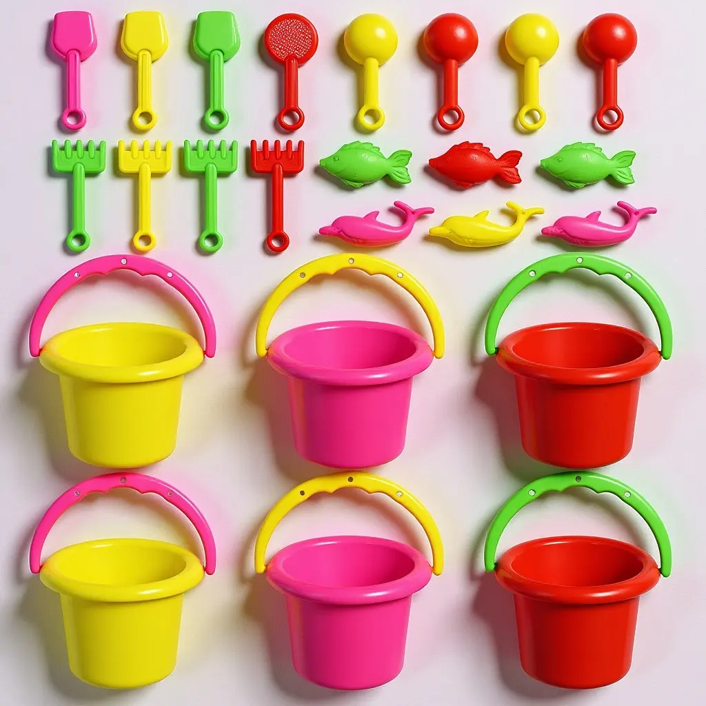 24Pcs Mini Sand Buckets Set Child Plastic Beach Bucket Lightweight Outdoor Sand Pails for Kids Backyard Summer Play