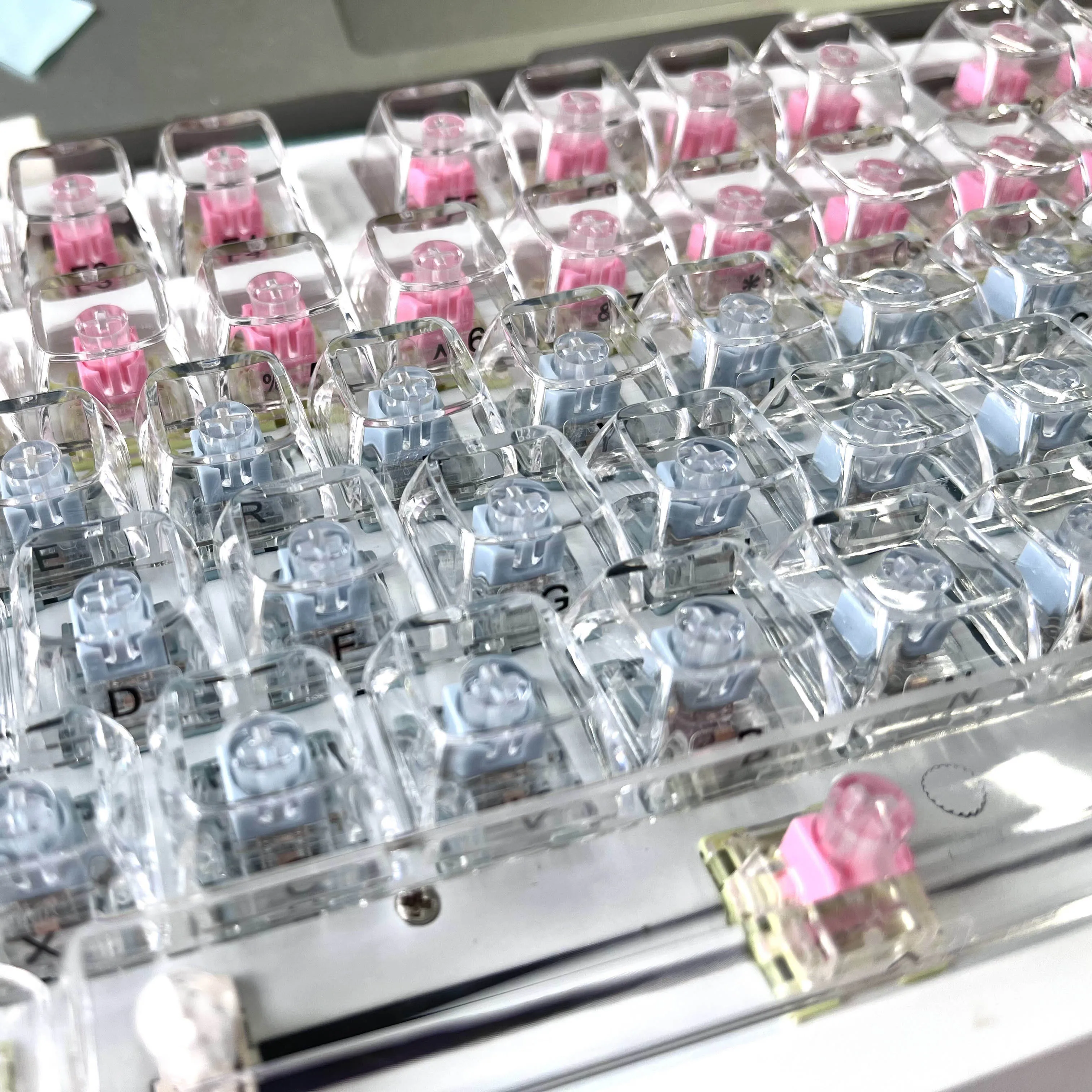 Teclas transparentes de cristal de 132 teclas para teclado mecánico para juegos MX Switch, perfil CBSA, teclas retroiluminadas en blanco, DIY, personalizadas, GK61