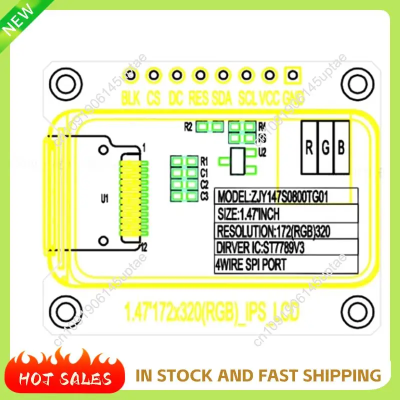 Modulo LCD N88R Display HD Schermo AT7789 Unità Porta seriale 172X320 Schermo LCD Saldatura BOE