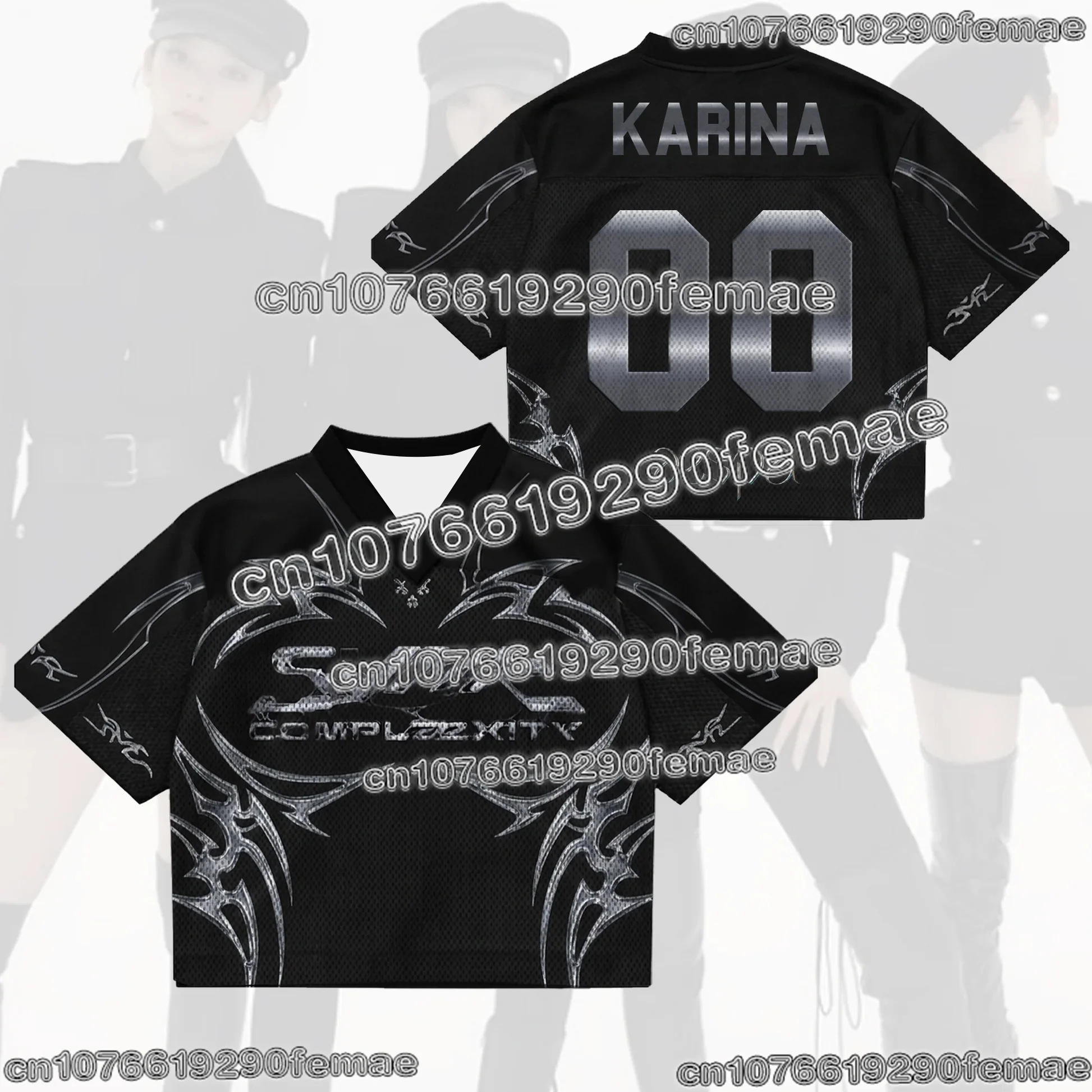 AESPA Kpop Fan Supporter Shirt 2026 New Jersey Style V Neck T Shirt Casual Streetwear Outdoor Wear Kids Adults Men Women