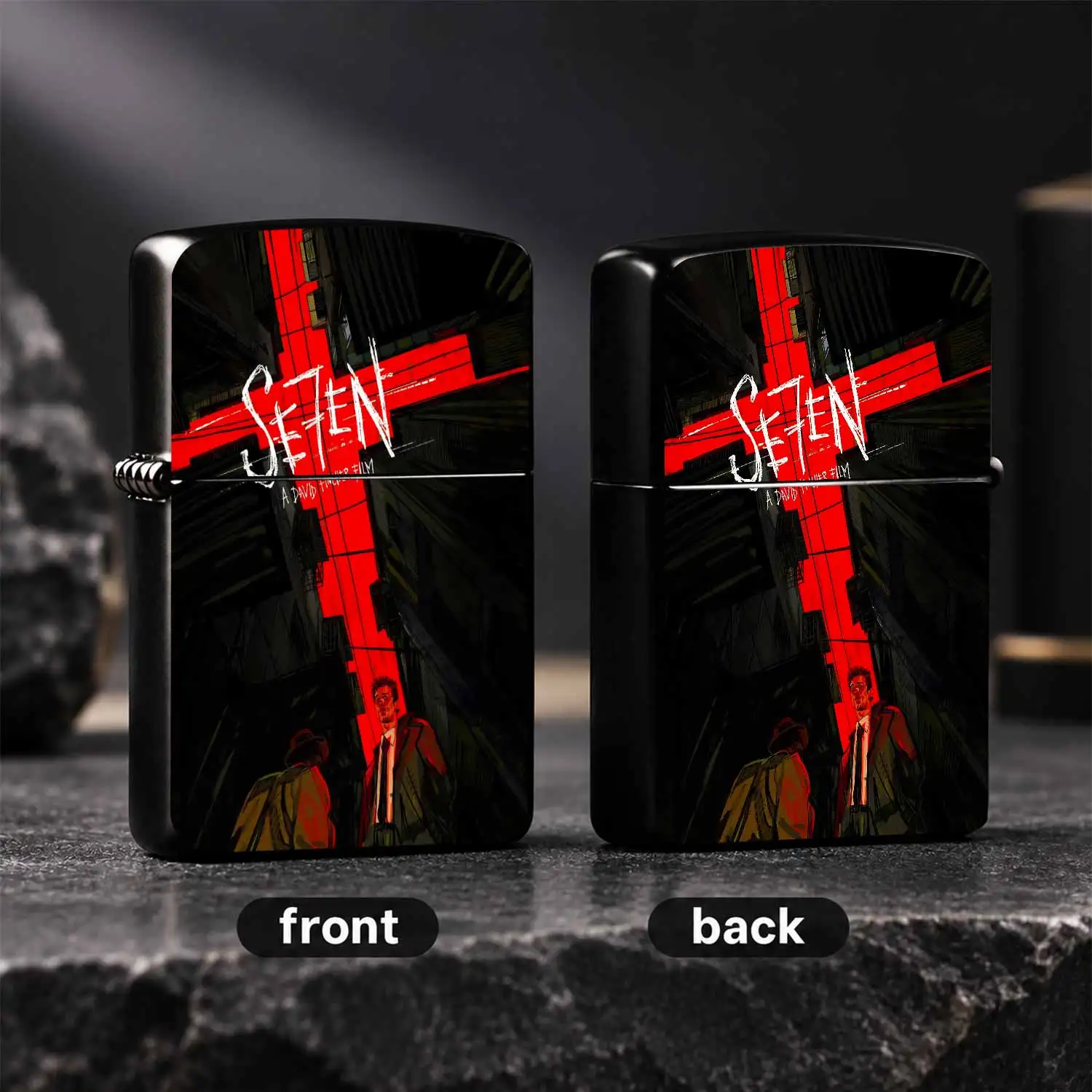 Creative Se7En Themed Lighter David Fincher Movie Art Print Portable Accessory Stylish Seven Themed Practical Daily Use Ignition Tool Unique Souvenir Gift For Movie Fans Suitable For Home Outdoor Travel Multi Scenario Application Interestin