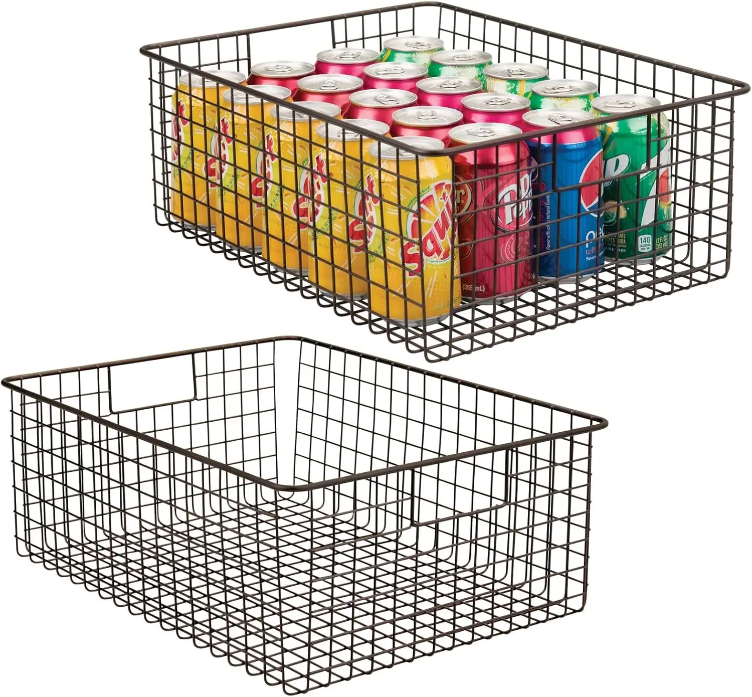 

Metal Wire Storage Basket Organizer with Handles for Kitchen, Pantry, Bathroom, Laundry - Bronze 2 Pack
