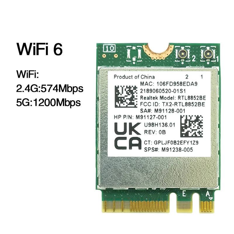 2.4G/5G Dual-Band Gigabit Wireless Network Card Wifi 6 MU-MIMO M.2 for NGFF Bluetooth-compatible 5.2 Wireless Module for Win 10