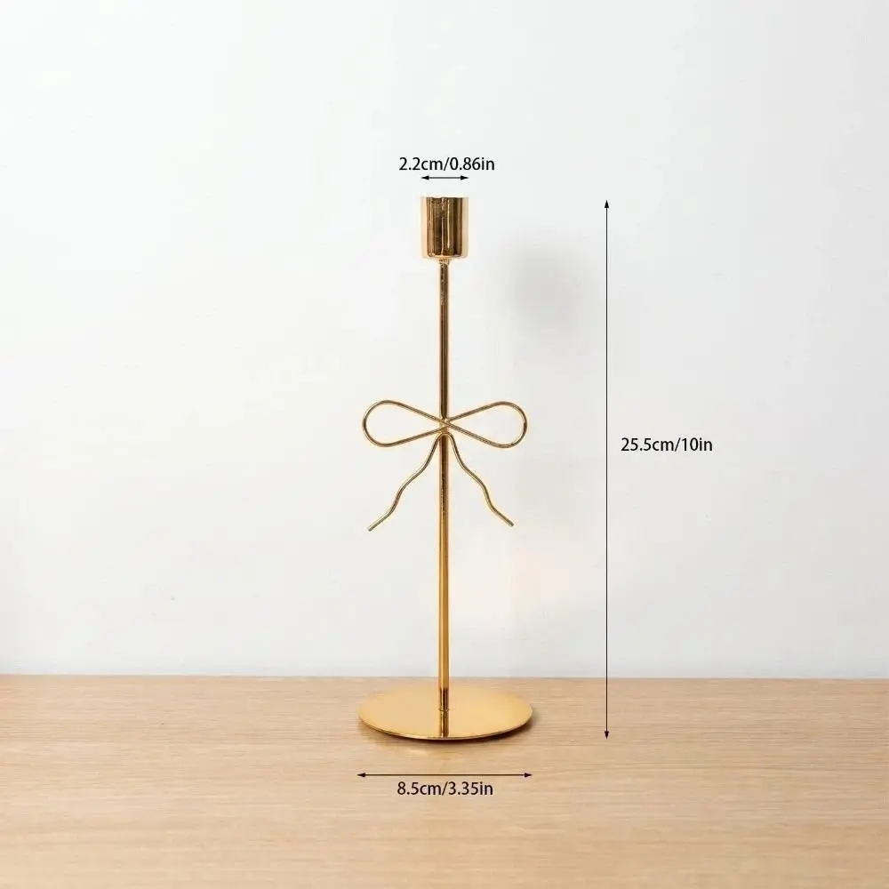 New Gold Bow Knot Candle Holder Ribbon Design Bow Shape Taper Candle Holder Metal Candlestick Holder for Table Decoration