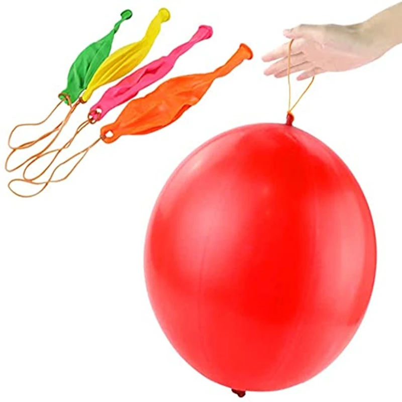 10Pcs 18 Inch Punch Bounce Balloons Punching Balloon Heavy Duty Party Favors With Rubber Band Handle For Birthday Party Kids