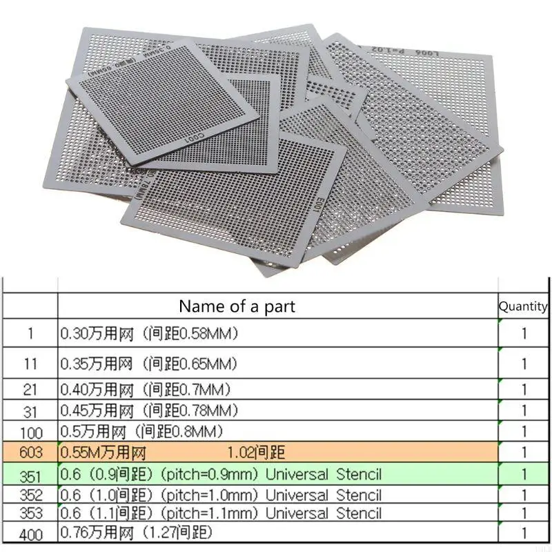 Computer IC Chip Repair Stencils BGA Reballing Universal Stencil Template for Computer IC Chip Repair Stencils Parts U4LB