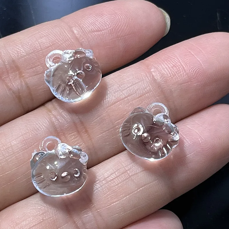 

10pcs Hello Kitty Accessories Kawaii Cartoon Transparent Acrylic DIY Toy Furniture Women Products Decoration Girl Gift Wholesale