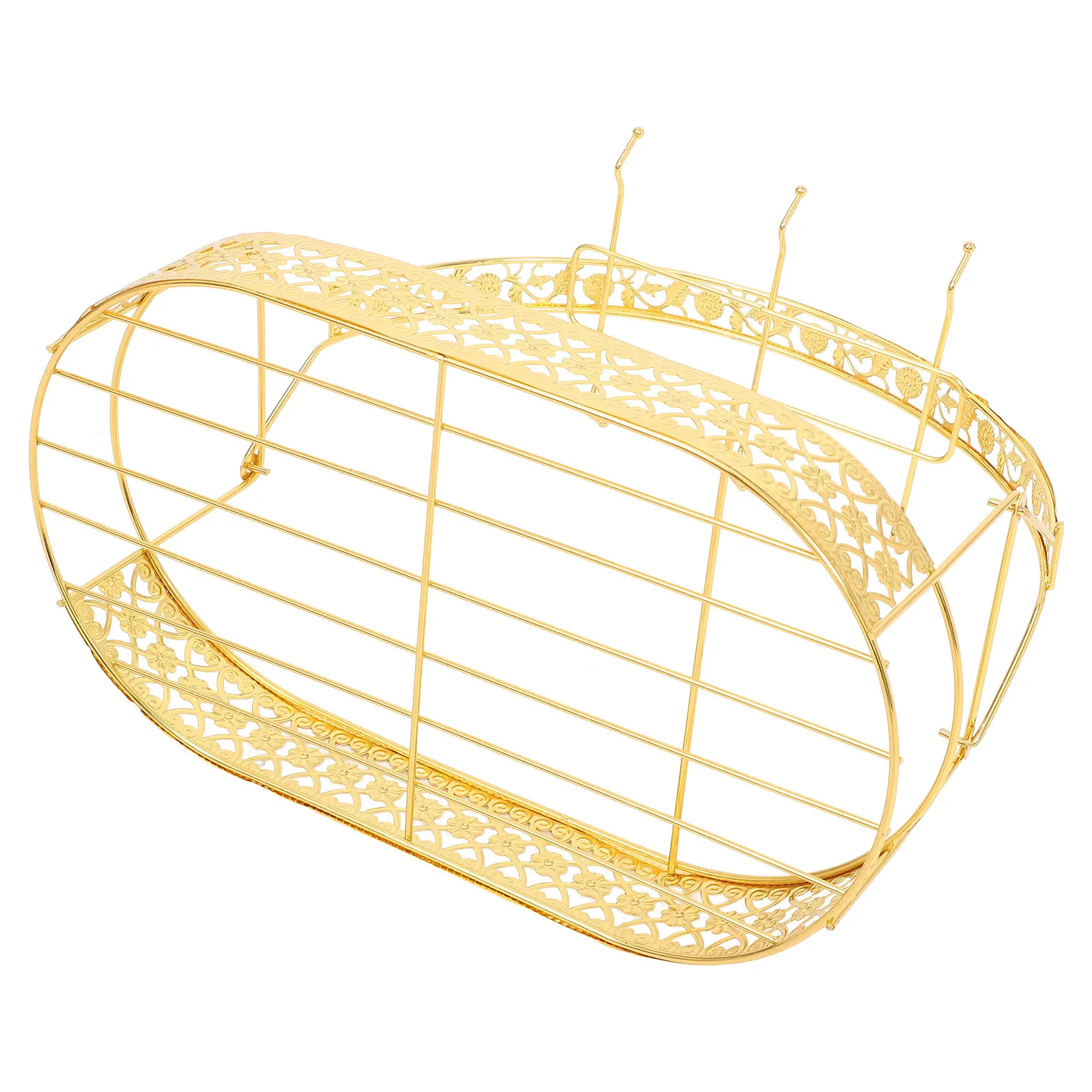 

Gold Plated Cup Organizer 6 Hook Iron Mug Rack with Bottom Tray for Cups Saucers Jewelry Display Modern Minimalist Kitchen