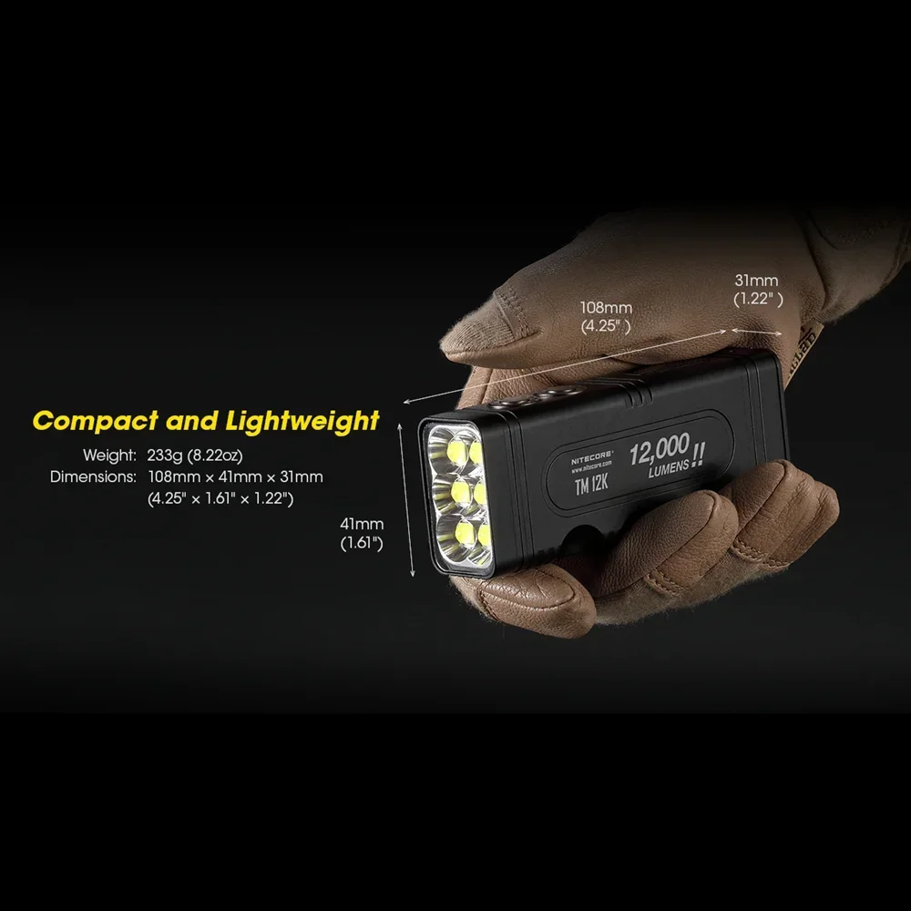 Imagem -06 - Nitecore Tm12k 12000lumens Usb-c Lanterna Tática Recarregável