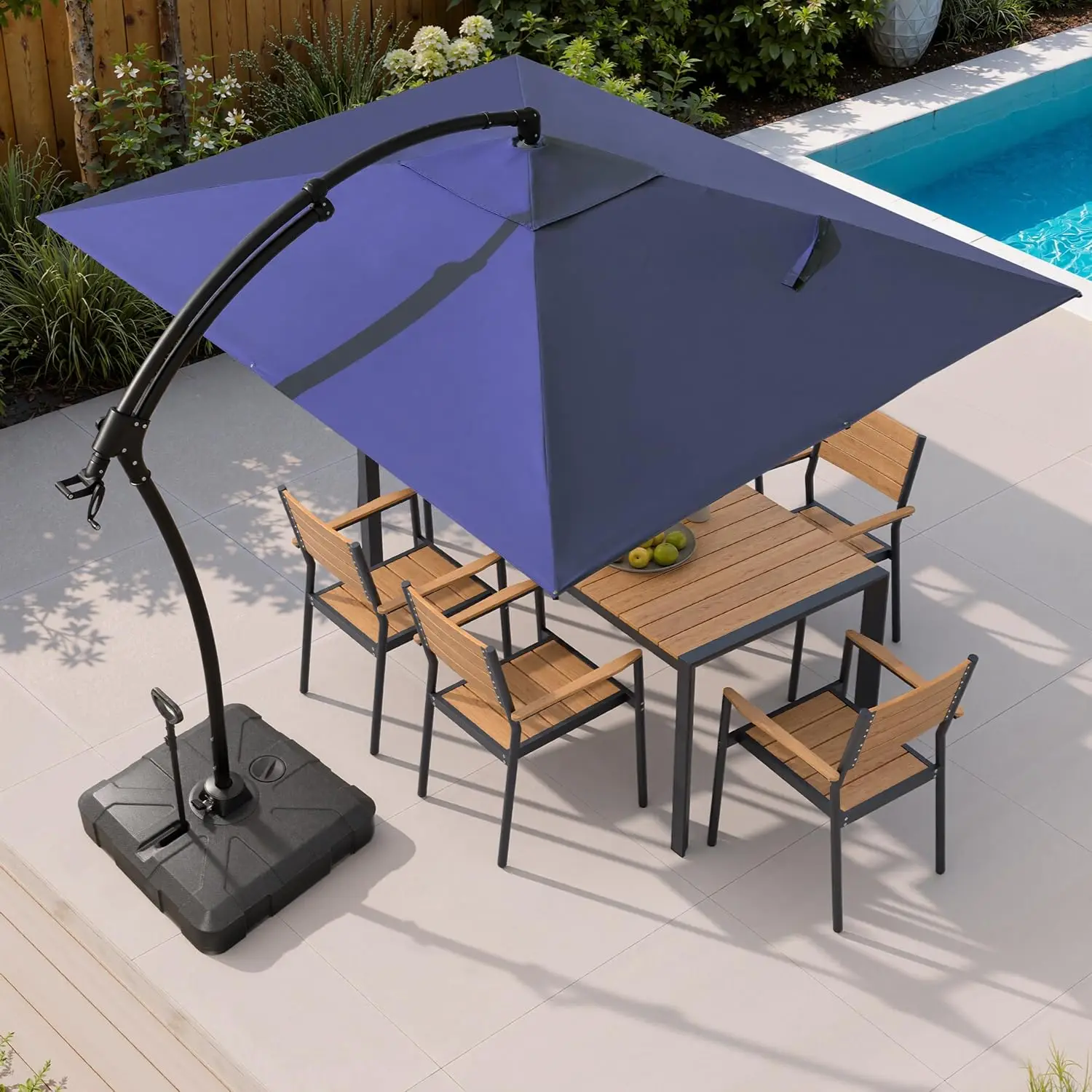 11FTx9FT Large Offset Cantilever Umbrella with 350LB Wheeled Base, Custom