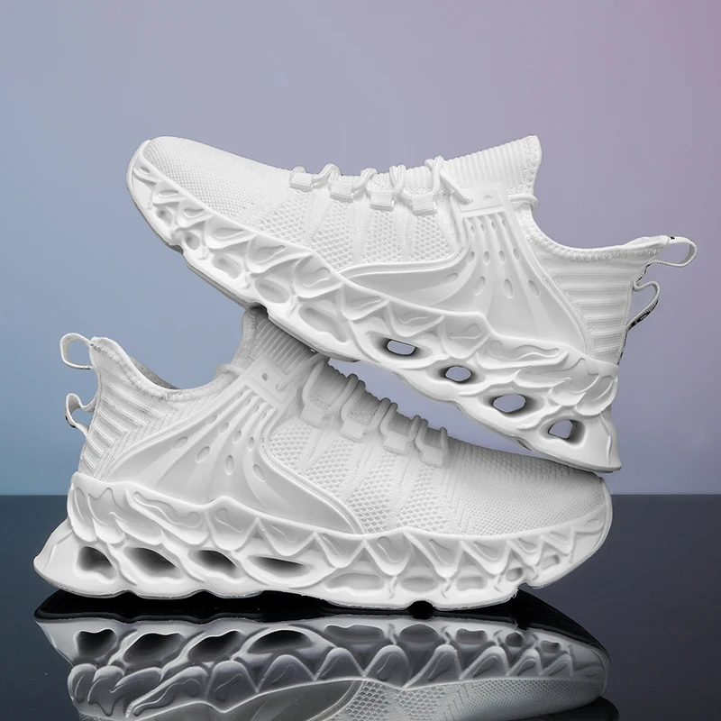 Nova moda masculina colorida tênis de corrida avançado respirável lâmina design leve tênis de treinamento esportivo resistente ao desgaste