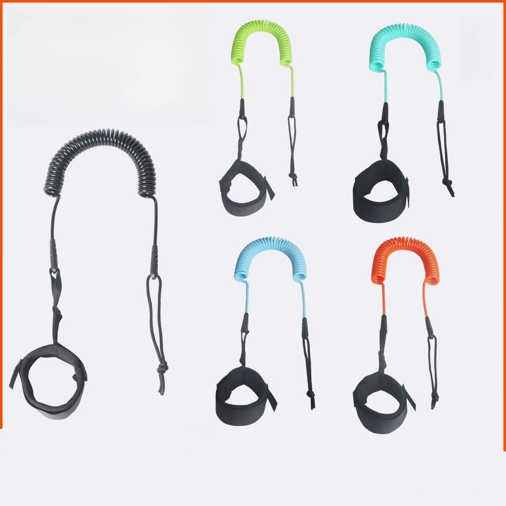 5mm 10ft Coiled Surfboard Leash Elastic Foot Leg Rope Anti‑Lost Safety Strap For Surfing