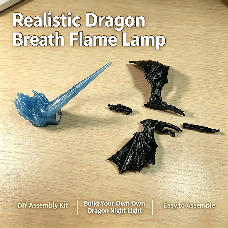 Custom Dragon Breath Light Fire‑Breathing Dragon Model DIY Collectible Toy 2026 New Bedroom Night Light Desktop Decor Lamp