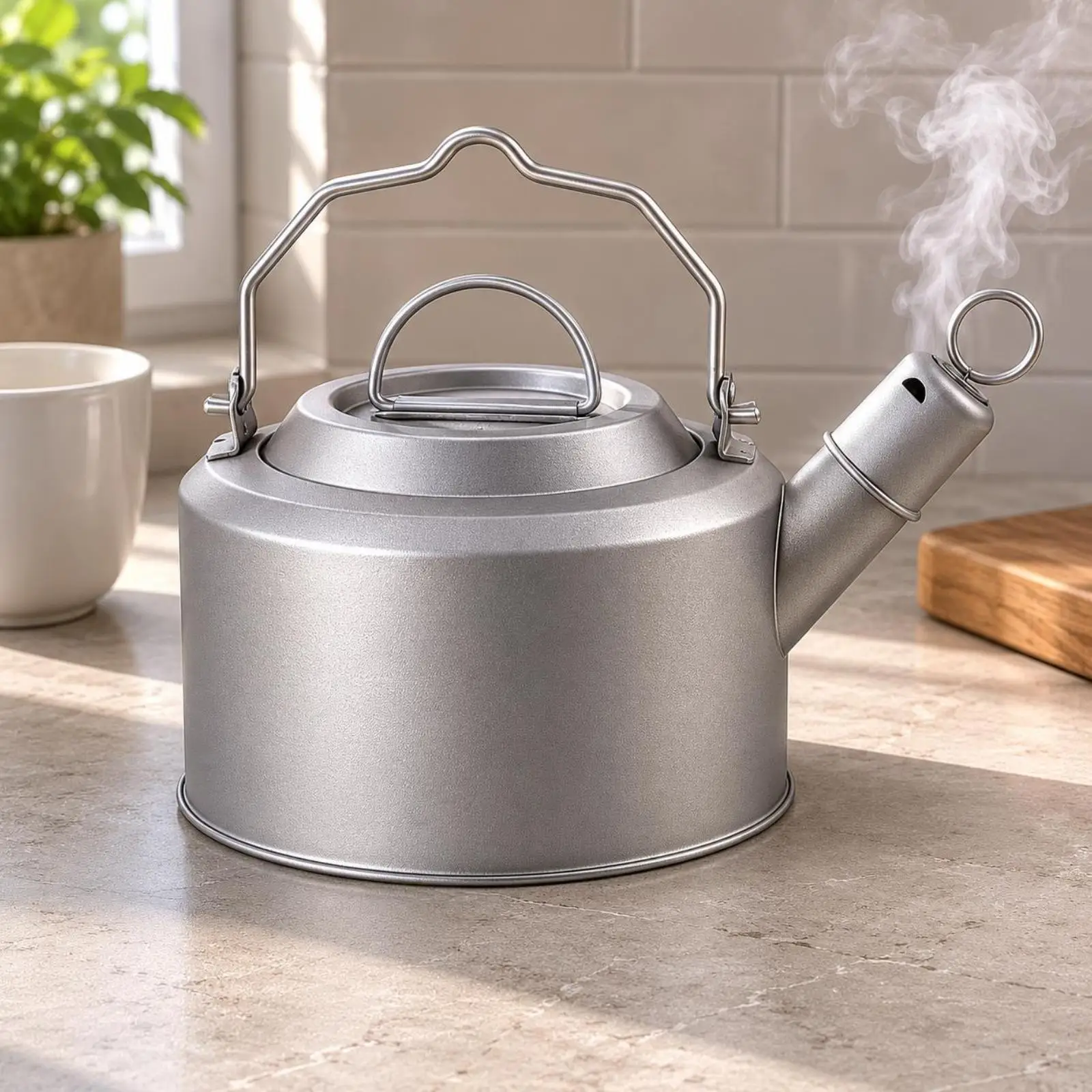 Titanium Whistling Kettle Whistle Loop Whistling Tea Kettle Curved Handle