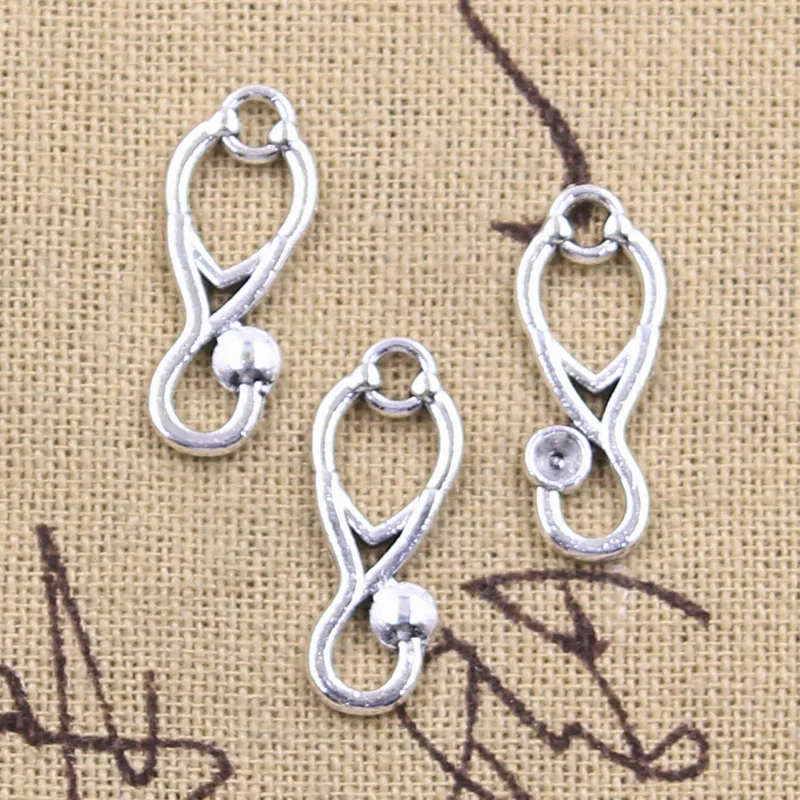 50pcs Charms Nurse Stethoscope Doctor Earpiece 23x9mm Antique Silver Color Pendants DIY Making Findings Handmade Tibetan Jewelry