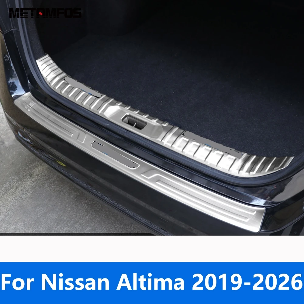 

Inner+Exterior Rear Trunk Bumper Foot Plate Tailgate Door Sill Scuff Guard Plate For Nissan Altima 2019-2025 2026 Accessories