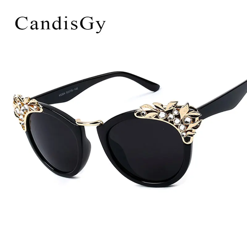 CandisGY Women Classic Cat Eye Sunglasses Lady Fashion Luxury Famous Brand Desinger Mirror Party Sun Glasses Female diamond