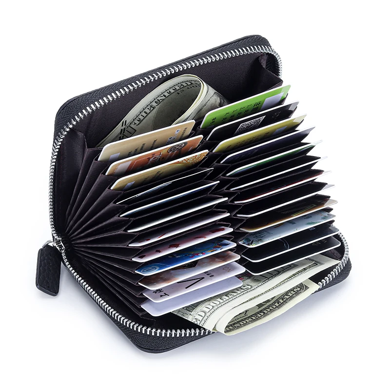 Genuine Leather Card Wallets Men Simple Business Card Holders Large Capacity Change Organizer Women Cowhide Card Case Coin Purse