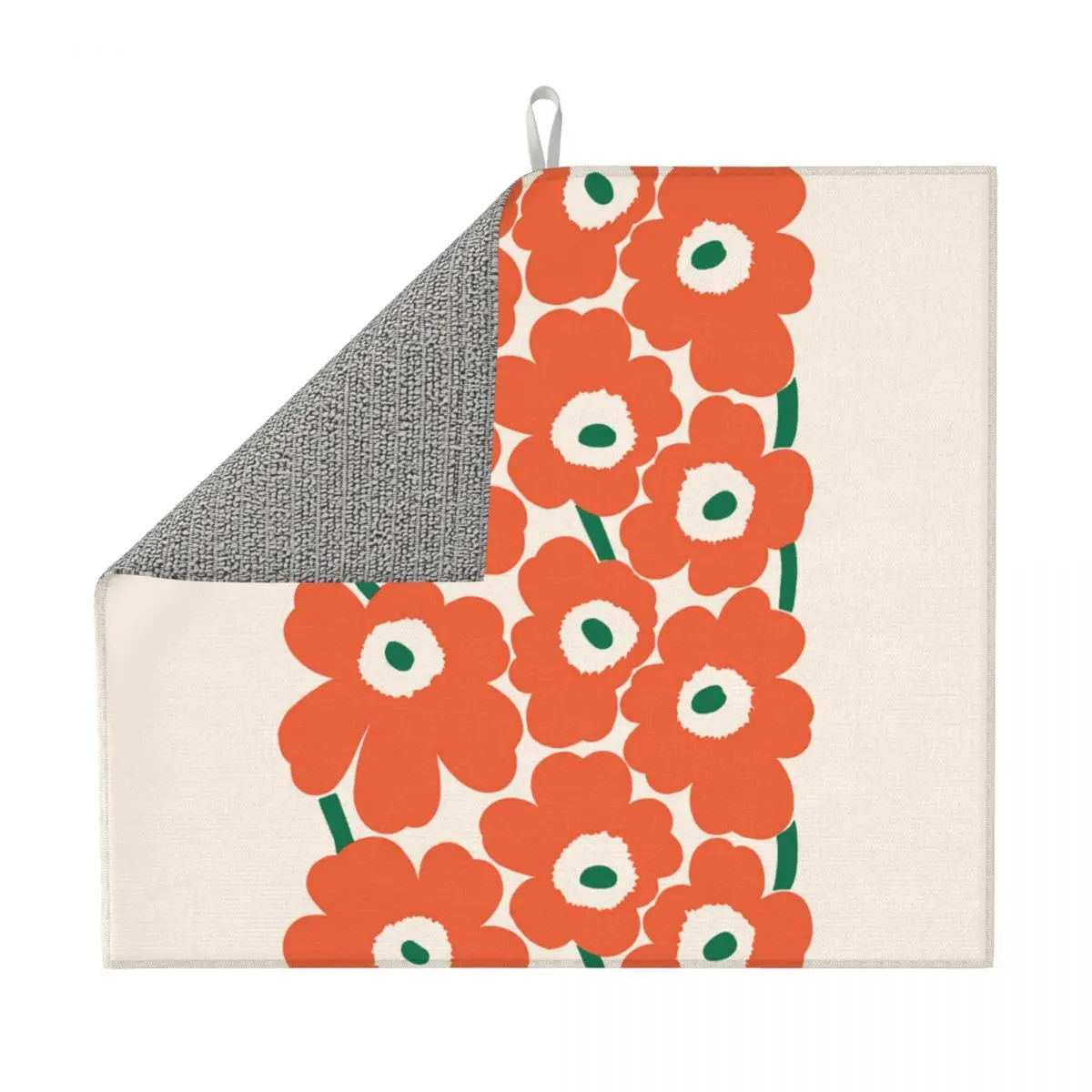 Custom Little Poppy Print Dish Drying Mat for Kitchen Super Absorbent Quick Dry Microfiber Modern Style Dishes Drainer Pads