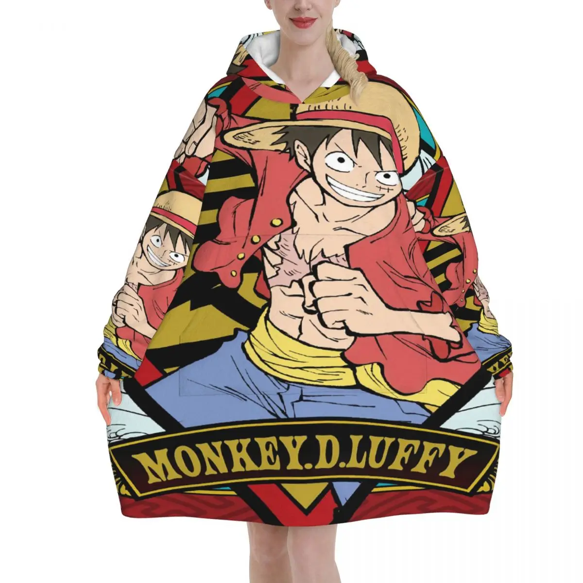 

Luffy Zoro Tony Chopper Anime Blanket Hoodie Wearable Blanket Large with Pocket Warm Sleeping Bag Soft Cozy Onesie