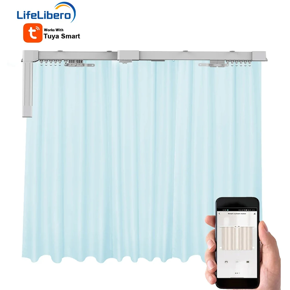 

Textendable scalable curtain rail track cut free automatic fit to window width 1.1m to 2.0m,tuya smart curtain system