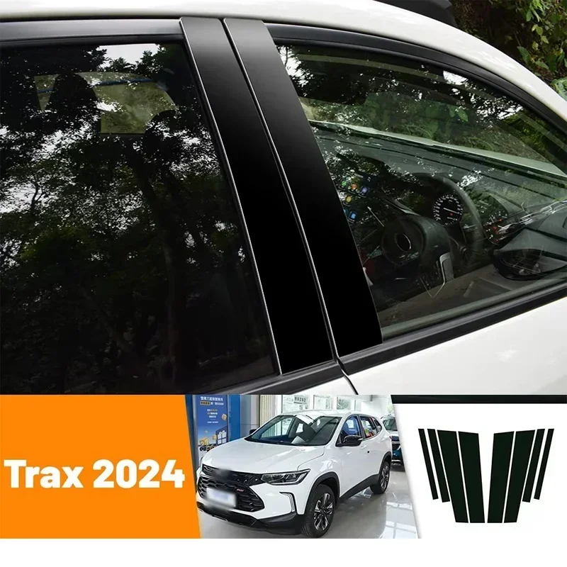 

Car Black Carbon Fiber Doors and Windows B C Stickers Accessories For Chevrolet Trax 2024