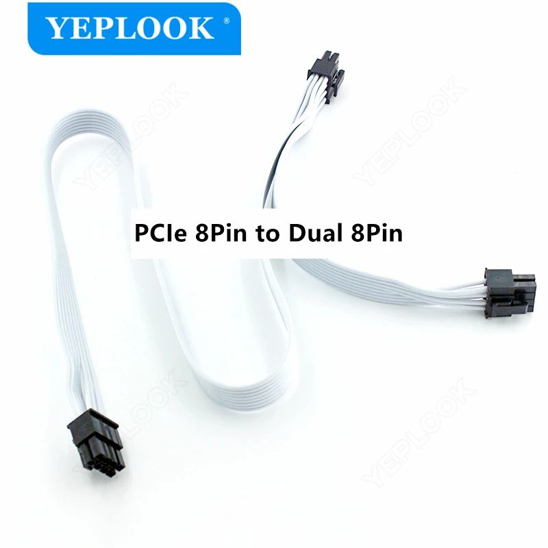 PCIe ​Dual 8Pin 6+2Pin White GPU Power Cable for Corsair AXi HXi RM CXM CSM TXM SF RMi RMx HX Type 3&4 Modular Power, Flat Cable