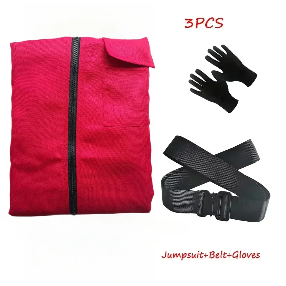 South Korean Movie Red Jumpsuit Villain Cosplay Costume Bodysuit Full Set Adult Men Party Clothes Halloween Carnival Role Play