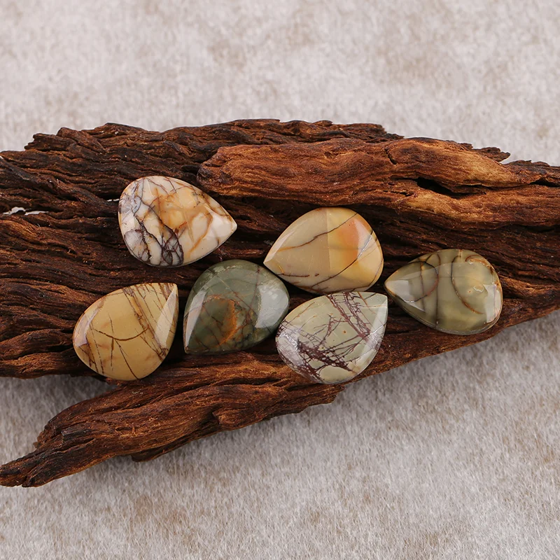 B&F 6PCS Multi-Color Picasso Jasper Earring Beads for Jewelry Making, Handmade Natural stones beads, Stones for  Supplies