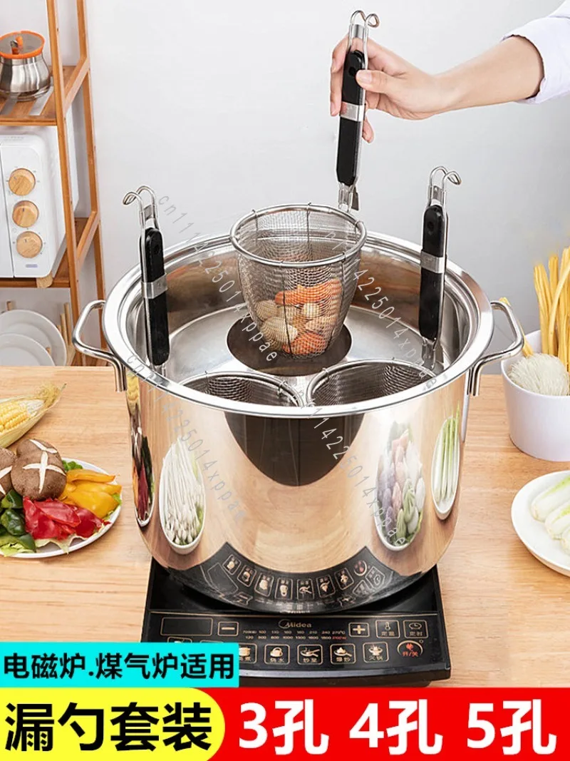 Large Capacity, Induction Cooker, Stainless Steel Cooking Noodle Pot, Soup Bucket, Stewed Soup