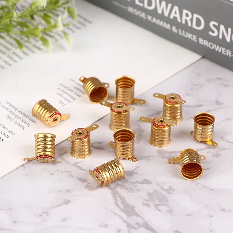 【F-MAX111】10Pcs E10 Screw-Type Copper Lamps Base Bulb Holder - Small Electric Bead Lamp Home Experiment Circuit Electrical Test