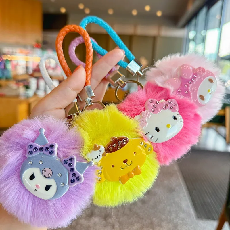 Sanrios Cute Cartoon Plush Doll Keychain Anime Kuromi Cartoon Bag Pendant Women Hello Kitty My Melody Charm Ornaments Gifts Toys