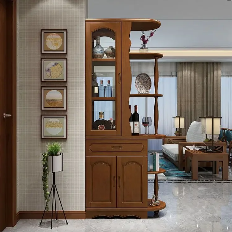 Solid wood room hall cabinet partition wine cabinet simple entrance cabinet small apartment 1 meter living room foyer