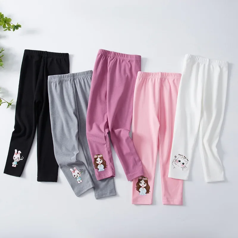 Spring Autumn Casual For Kids 1-8 Years Baby Girls Lovely Leggings Solid Color Pants Soft and Comfort Wear
