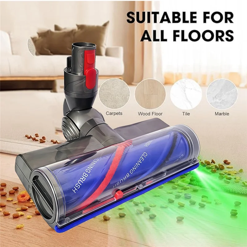 رأس منظف مضاد للتشابك سريع التحرير لـ Dyson V7 V8 V10 V11 V15 أجزاء المكنسة الكهربائية مع كشف الغبار LED