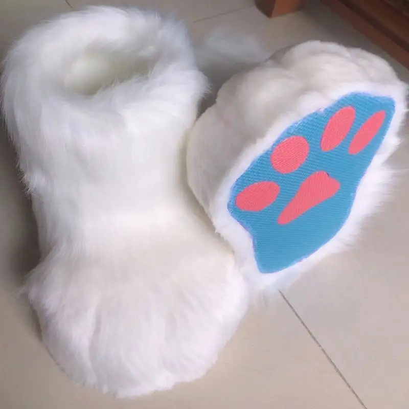 

1 Pair Solid Color Plush Shoes Fur Feet Claw Halloween Cosplay Photography Props Creative Plush Fur Shoes Feet Claw