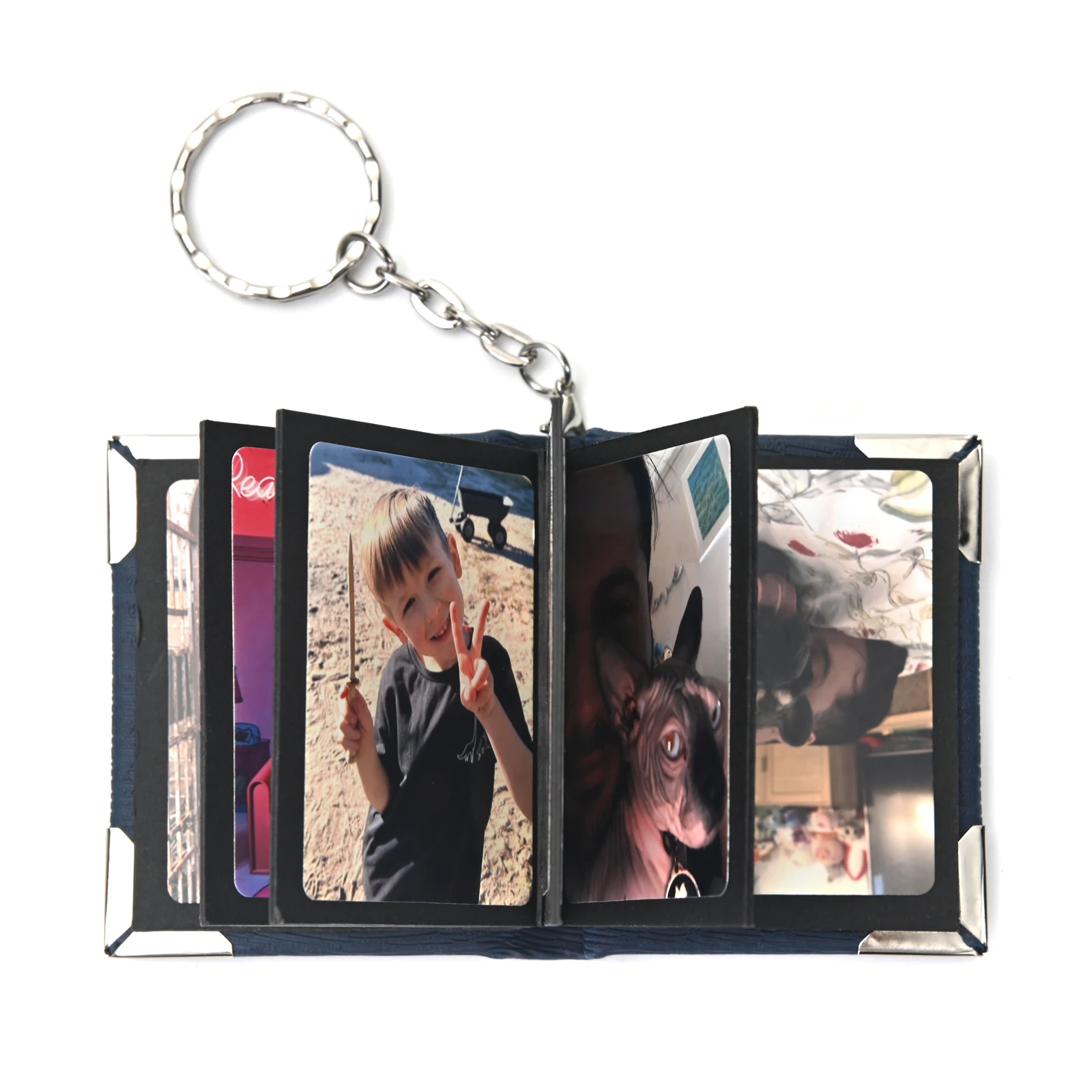 Custom Photo Album Leather Keychain Couples Gift Personalzied Mini Pictures Book Keyrings Anniversary Diy Wallet Pendant