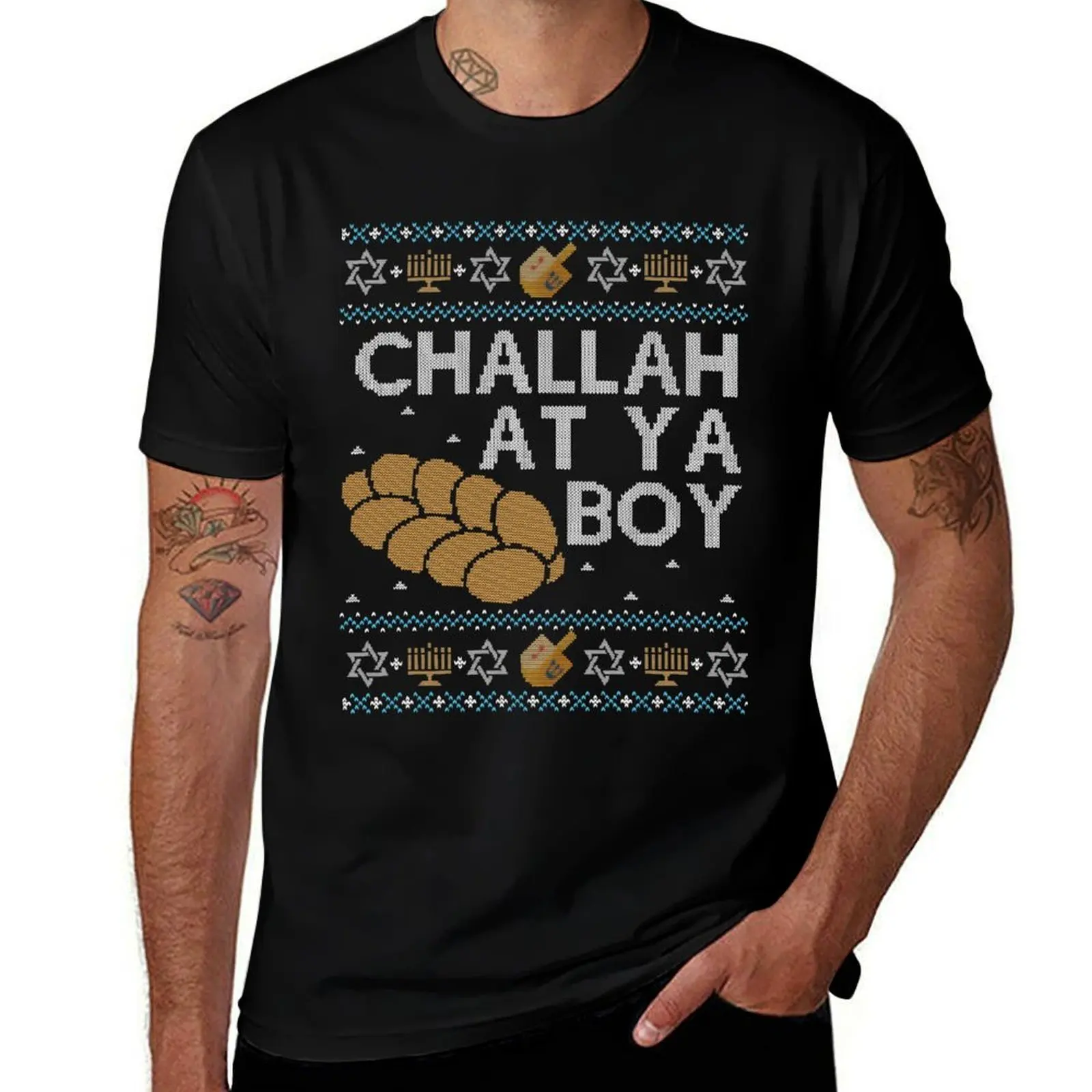 Funny Ugly Hanukkah Sweater, Challah at Ya Boy T-Shirt funny t shirts cotton T-Shirt