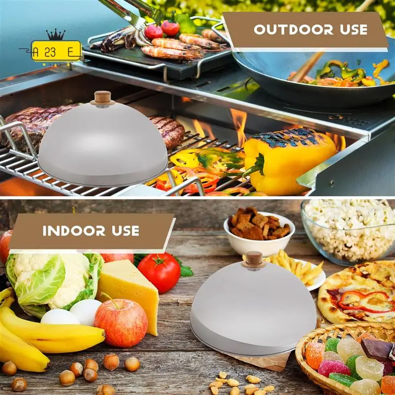 

A23E-12 Inch Stainless Steel Cheese Melting Dome And Steaming Cover,Polished Steak Cover,Cloche Serving Dish Food Cover,Best For